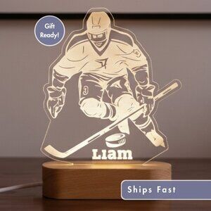 Custom LED Hockey Name Light | Personalized Light-Up Sign for Kids or Office